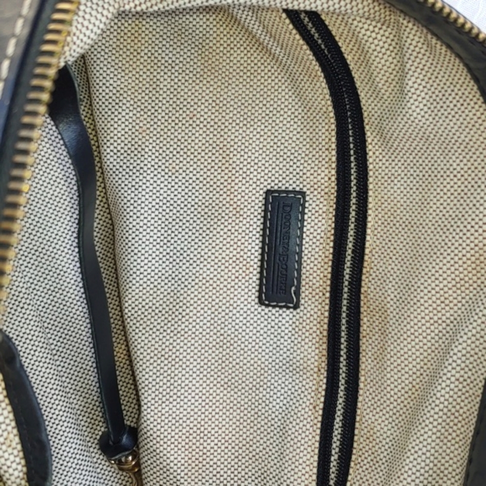 Dooney & Bourke Classic Cream Signature Canvas and Black Leather Baguette Bag - Picture 15 of 17